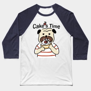 cartoon pug for pug lover and cake lover Baseball T-Shirt